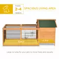 PawHut Wooden Rabbit Hutch Outdoor, Guinea Pig Hutch, Detachable Pet House Animal Cage with Openable Run & Roof Lockable Door Slide-out Tray 146 x 95 x 69cm - 4
