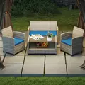 Outsunny Outdoor Seat Cushion Pads for Rattan Furniture, 3 PCs Garden Furniture Cushions,  Sky Blue - 8