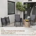 Outsunny Set of Four Folding Garden Chairs - Charcoal Grey - 5