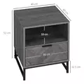HOMCOM Bedside Table with Drawer and Shelf, Side End Table with Steel Legs for Living Room, Bedroom, Dark Grey - 3