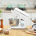 HOMCOM Stand Mixer, 5L Food Mixer for Baking, 6 Speeds and Pulse Setting, 1400W Cake Electric Kitchen Mixer with Dough Hook, Whisk, Stainless Steel Bowl, Splash Guard, Beater, White - 2