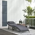 Outsunny Rattan Folding Sun Lounger Outdoor Chair with Cushion and Pillow Grey - 2