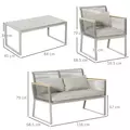 Outsunny 4 Pieces Rattan Garden Furniture Set - Grey - 3