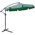 Outsunny 2.7m Garden Parasol Cantilever Umbrella with Crank Handle and Cross Base for Outdoor, Hanging Sun Shade, Green - 1