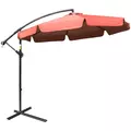Outsunny 2.7m Garden Banana Parasol Cantilever Umbrella with Crank Handle and Cross Base for Outdoor, Hanging Sun Shade, Wine Red - 1