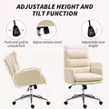 HOMCOM 91-99cm Sherpa Fleece Office Chair - Cream White - 5