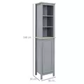 kleankin Bathroom Floor Storage Cabinet with 3 Tier Shelf and Cupboard with Door, Free Standing Linen Tower, Tall Slim Side Organizer Shelves, Grey - 3