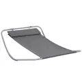 Outsunny Rocking Sun Lounger, Single Garden Lounger Sunbed with Headrest Pillows, Texteline Outdoor Rocking Chair Swing Hammock Daybed with Metal Frame for Patio, Terrace, 212 x 132 x 66 cm, Grey - 1