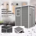 Outsunny 4'x5' Garden Storage Shed, Lean to Shed, Lockable Garden Shed with Window, Vent and Plastic Roof, Grey - 4