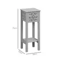 HOMCOM Set of Two Elegant Floral Cut-Out Side Tables - Grey - 3