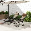 Outsunny Zero Gravity Lounger Chair Set of 2, Folding Reclining Patio Chair with Padded Seat, Cup Holder, Soft Cushion and Headrest for Poolside, Camping, Coffee - 8