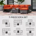 Outsunny Eight-Piece Rattan Sofa Set - Orange/Grey - 6