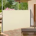 Outsunny Retractable Sun Side Awning Screen Fence Patio Garden Wall Balcony Screening Panel Outdoor Blind Privacy Divider (3x1.6M, Cream White) - 2