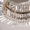 HOMCOM Crystal Ceiling Light Modern Chandeliers Stainless Steel Pendant Lights with Crystal Decorations for Living Room Bedroom Dining Room Hall Silver - 8
