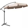 Outsunny 2.7m Cantilever Parasol Banana Sun Umbrella with Crank Handle and Cross Base for Outdoor Hanging Sun Shade Light Brown - 1