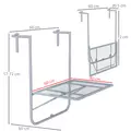 Outsunny Balcony Hanging Table, Metal Wall Mount Desk, Adjustable Folding Balcony Deck Table for Patio and Garden, Grey - 3
