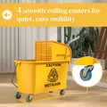 HOMCOM Mop Bucket with Wringer Set on Wheels for Floor Cleaning, 20 Litre Side Press Wringer with Handle and Mop, Yellow - 7