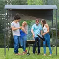 Outsunny 2.2 x 1.4m BBQ Shelter, Outdoor Grill Gazebo Canopy with Shelves, Hanging Hooks, and Metal Frame, for Garden Patio Backyard - 2