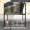 Outsunny Four-Piece Round Rattan Rope Sofa Set - Grey - 5