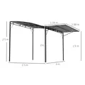 Outsunny 3 x 2.5m Patio Metal Gazebo Door Window Awning Wall Mount Metal Outdoor Shelter Charcoal Grey - 3