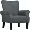 HOMCOM Upholstered Accent Chair with Rolled Arms and Wood Legs, Armchair for Living Room Bedroom, Grey - 1
