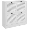 HOMCOM 2 Drawers Entryway Shoe Cabinet, Narrow Shoe Storage Cabinet with 2 Flip Drawers, Louvred Door Design and Adjustable Shelves for 16 Pairs of Shoes, White - 1