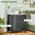 HOMCOM Elegant Chest of Five Drawers - Black - 5