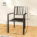 Outsunny Set of Four Minimal Metal Garden Chairs - Black - 3