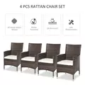 Outsunny 4 PC Rattan Chair Set, Patio Sofa Chairs Set, Cushioned Outdoor Rattan Furniture - 4