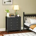HOMCOM Elegant Chest of Five Drawers - Black - 2