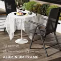 Outsunny Set of 2 Folding Garden Chairs, Aluminium Frame Outdoor Dining Chairs with Breathable Mesh Back and Seat, Garden Folding Chair Set with Armrests for Balcony, Black - 4