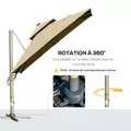 Outsunny 3 x 3(m) Aluminium Sun Square Canopy Top w/ Adjustable Pole Angle Khaki - 8