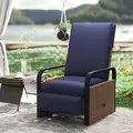 Outsunny 140° Reclining Rattan Armchair - Brown/Blue - 9
