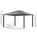 Outsunny 3.6 x 4m Hardtop Gazebo Canopy with Polycarbonate Roof and Aluminium Frame, Garden Pavilion with Mosquito Netting and Curtains - 3