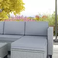 Outsunny 5-Piece Rattan Patio Furniture Set with Corner Sofa, Footstools, Coffee Table, for Poolside, Grey - 9