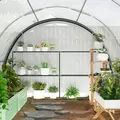 Outsunny 4 x 3(m) Walk-In Tunnel Greenhouse, with Accessories - White - 9