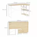 HOMCOM Folding Desk, L Shaped Desk, Corner Computer Desk with 2-Tier Storage Shelf for Home Office, Study Room, Workstation, Easy Assembly, 120 x 72.5 x 76.5cm, Oak Tone - 3