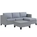 Outsunny 5-Piece Rattan Patio Furniture Set with Corner Sofa, Footstools, Coffee Table, for Poolside, Grey - 1