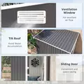 Outsunny 7 x 5ft Galvanised Metal Shed, with Sliding Door - Dark Grey - 7