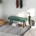 HOMCOM End of Bed Bench with X-Shape Design and Steel Legs, Upholstered Hallway Bench for Bedroom, Green - 8