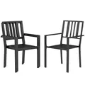 Outsunny Set of Four Minimal Metal Garden Chairs - Black - 1