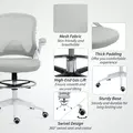 Vinsetto Drafting Chair with Flip-up Armrest, Mesh Office Stool with Foot Ring, 360 Degree Swivel Height Adjustable Chair for Standing Desk, Light Grey - 7