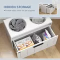 PawHut Raised Dog Bowl with Slow Feeder, Two Stainless Steel Dog Bowls, Drawer, for Large and Extra Large Dogs, White - 6