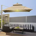 Outsunny 3 x 3(m) Aluminium Sun Square Canopy Top w/ Adjustable Pole Angle Khaki - 2
