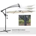 Outsunny Umbrella Parasol W/Solar Powered LED strips, Φ2.95x2.45H m-Cream - 5