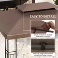 Outsunny 3x4m Gazebo Replacement Roof Canopy 2 Tier Top UV Cover Garden Patio Outdoor Sun Awning Shelters, Brown  (TOP COVER ONLY) - 5