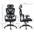 Vinsetto Mesh Office Chair, Height Adjustable Desk Chair with Lumbar Support, Swivel Wheels and Adjustable Headrest, Black - 3