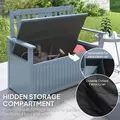 Outsunny Two-Seater Wooden Storage Bench - Grey - 5