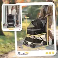 PawHut Pet Stroller Pushchair Foldable Travel Dog Cat Carriage w/ Reversible Handle Brake Basket - 3
