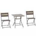 Outsunny 3 Piece Foldable Garden Bistro Set Patio Furniture Set with Table and 2 Chairs for Conservatory Balcony Terrace, Grey - 1